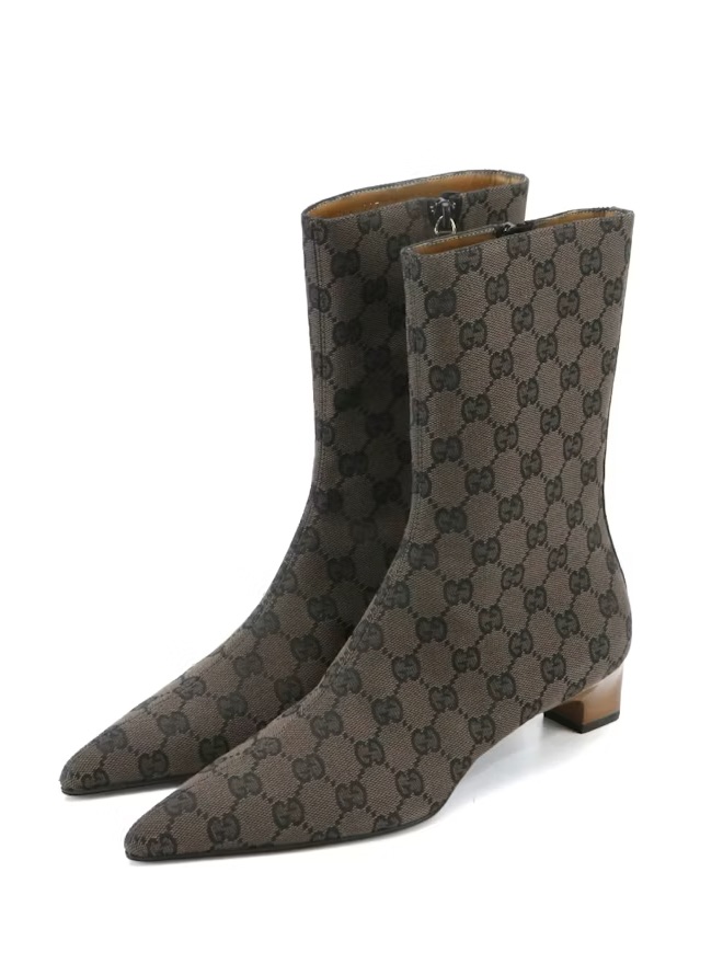 Gucci Tom Ford Vintage Gg Canvas Brown Pointed Toe Bootie Us 7.5 New In Box